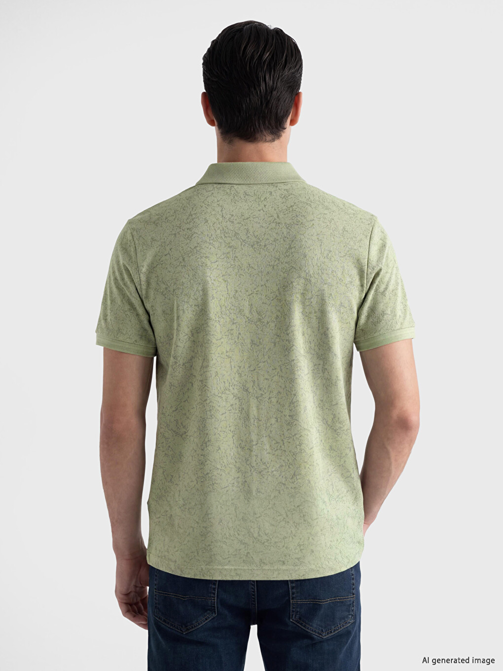 Yeşil Polo Yaka Erkek Pike Tişört-3
