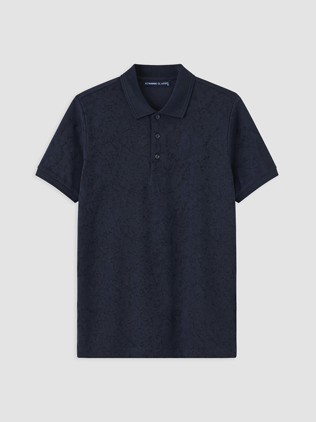 Lacivert Polo Yaka Desenli Pike Erkek Tişört-4