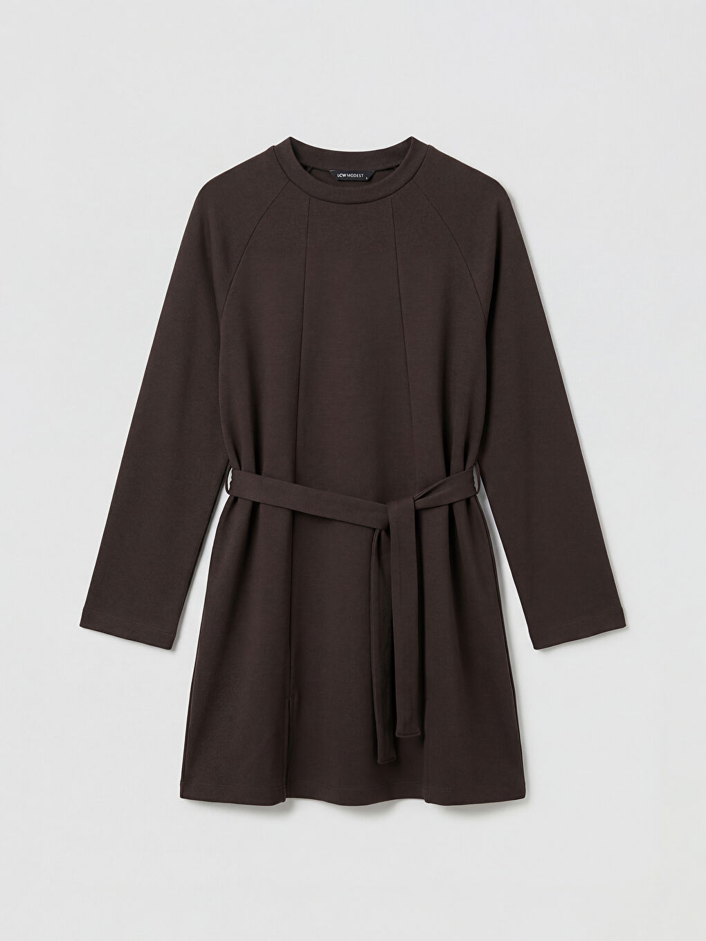 Kahverengi Bisiklet Yaka Soft Touch Kadın Sweatshirt Tunik