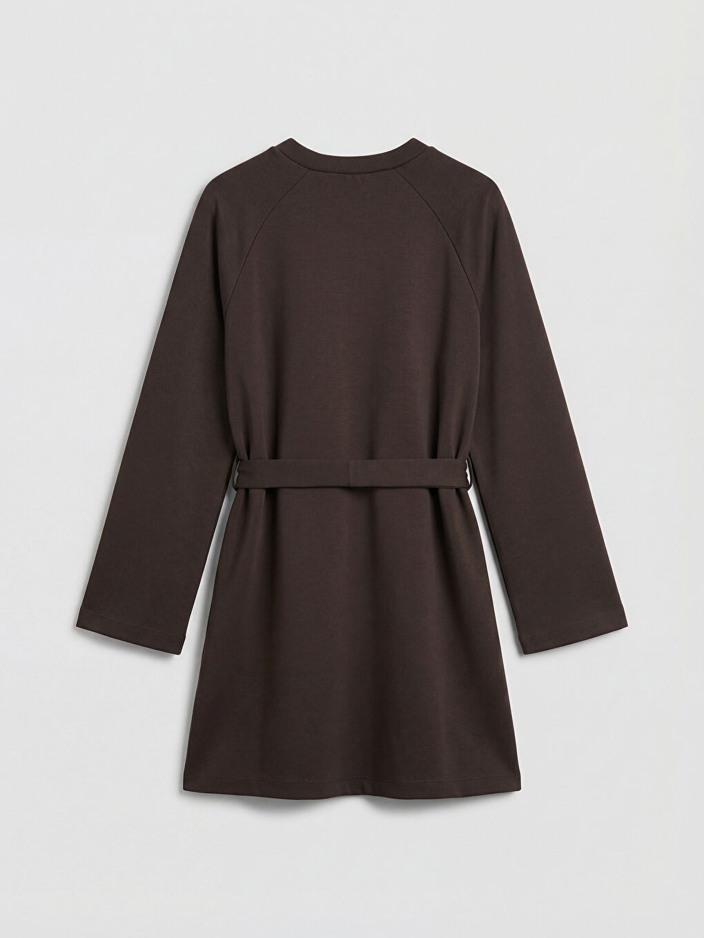 Kahverengi Bisiklet Yaka Soft Touch Kadın Sweatshirt Tunik-1