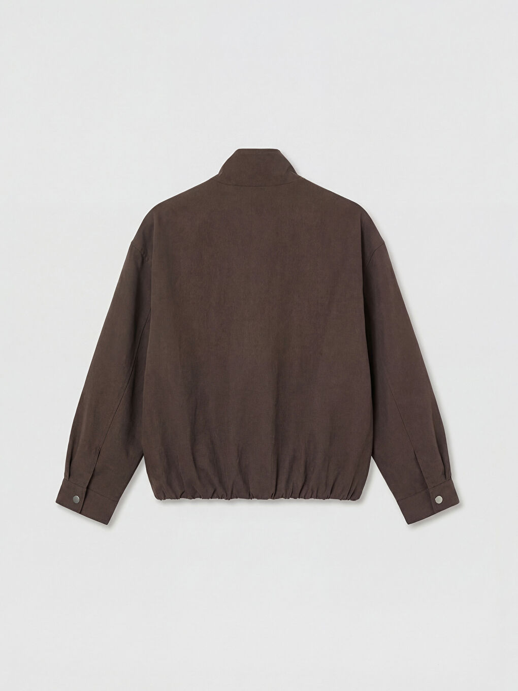 Kahverengi Dik Yaka Oversize Kadın Yağmurluk-7