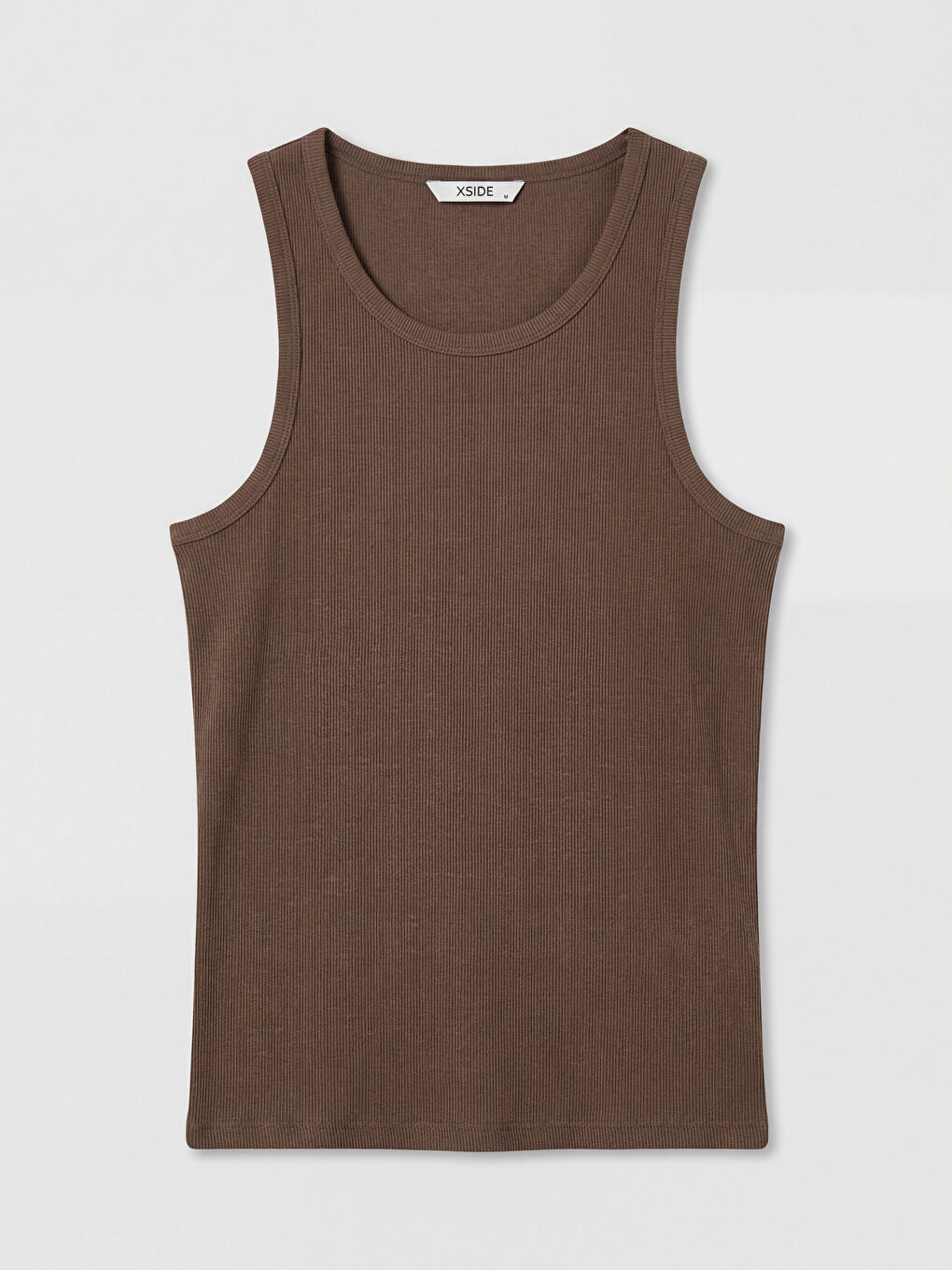 Kahverengi U Yaka Erkek Kolsuz Tişört