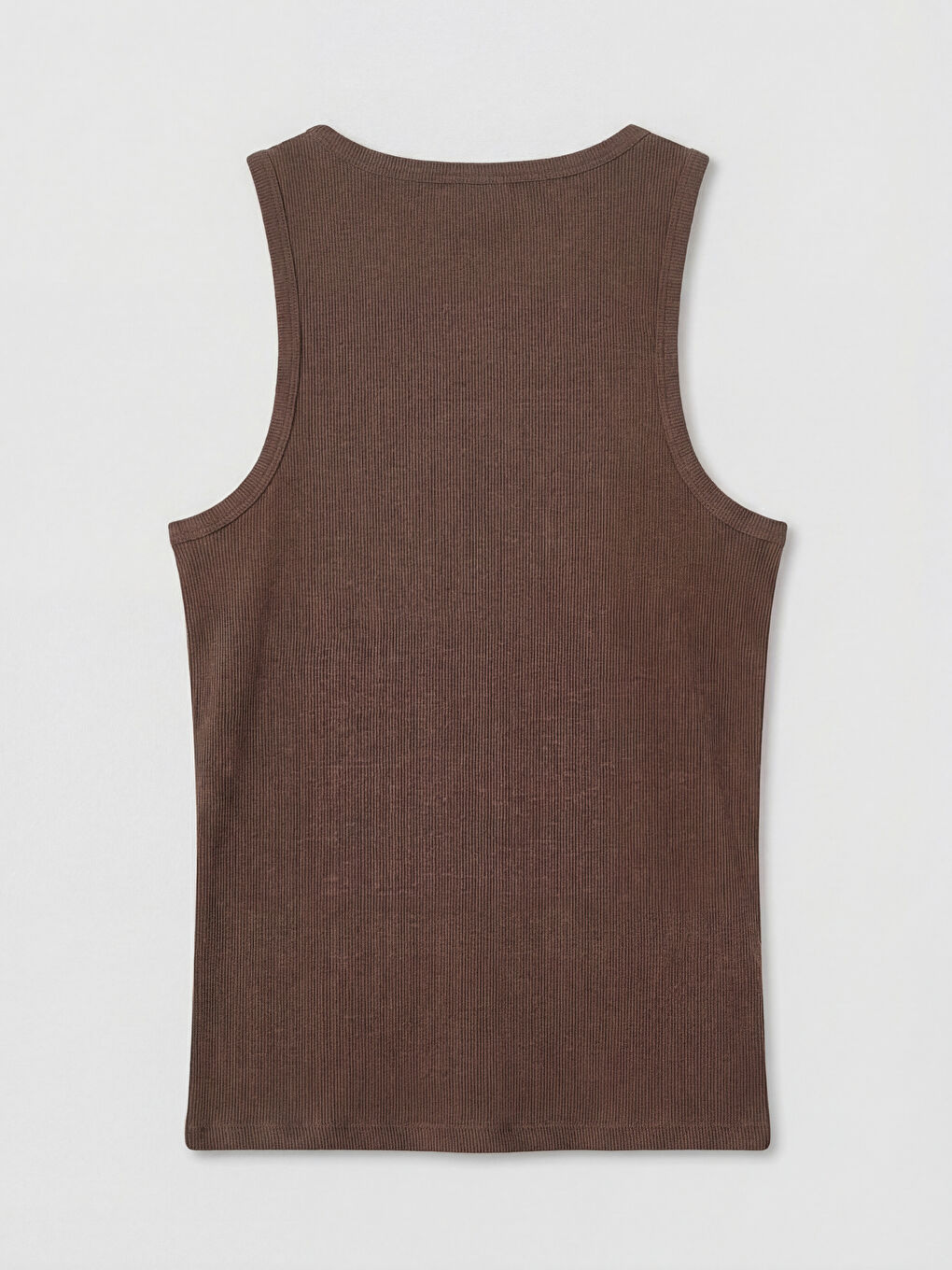 Kahverengi U Yaka Erkek Kolsuz Tişört-1