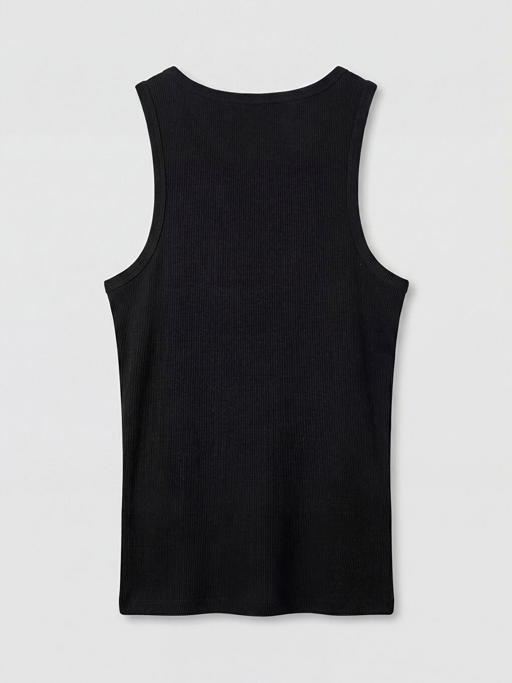 Siyah U Yaka Erkek Kolsuz Tişört-5