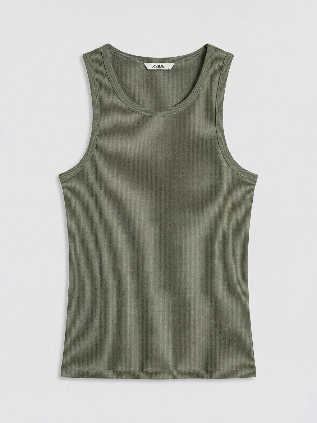 Haki U Yaka Erkek Kolsuz Tişört