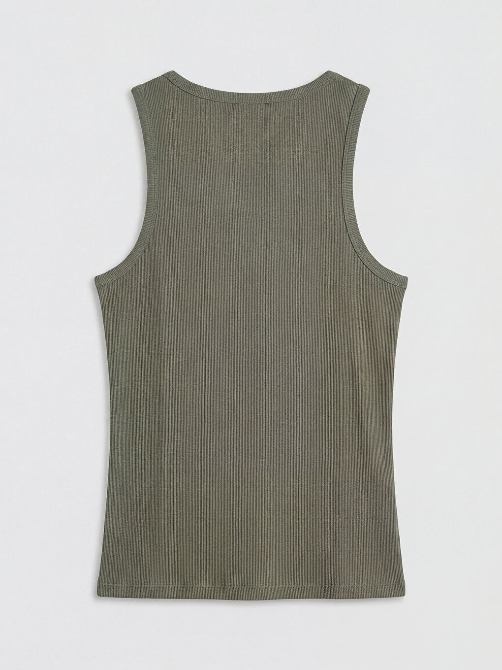 Haki U Yaka Erkek Kolsuz Tişört-1