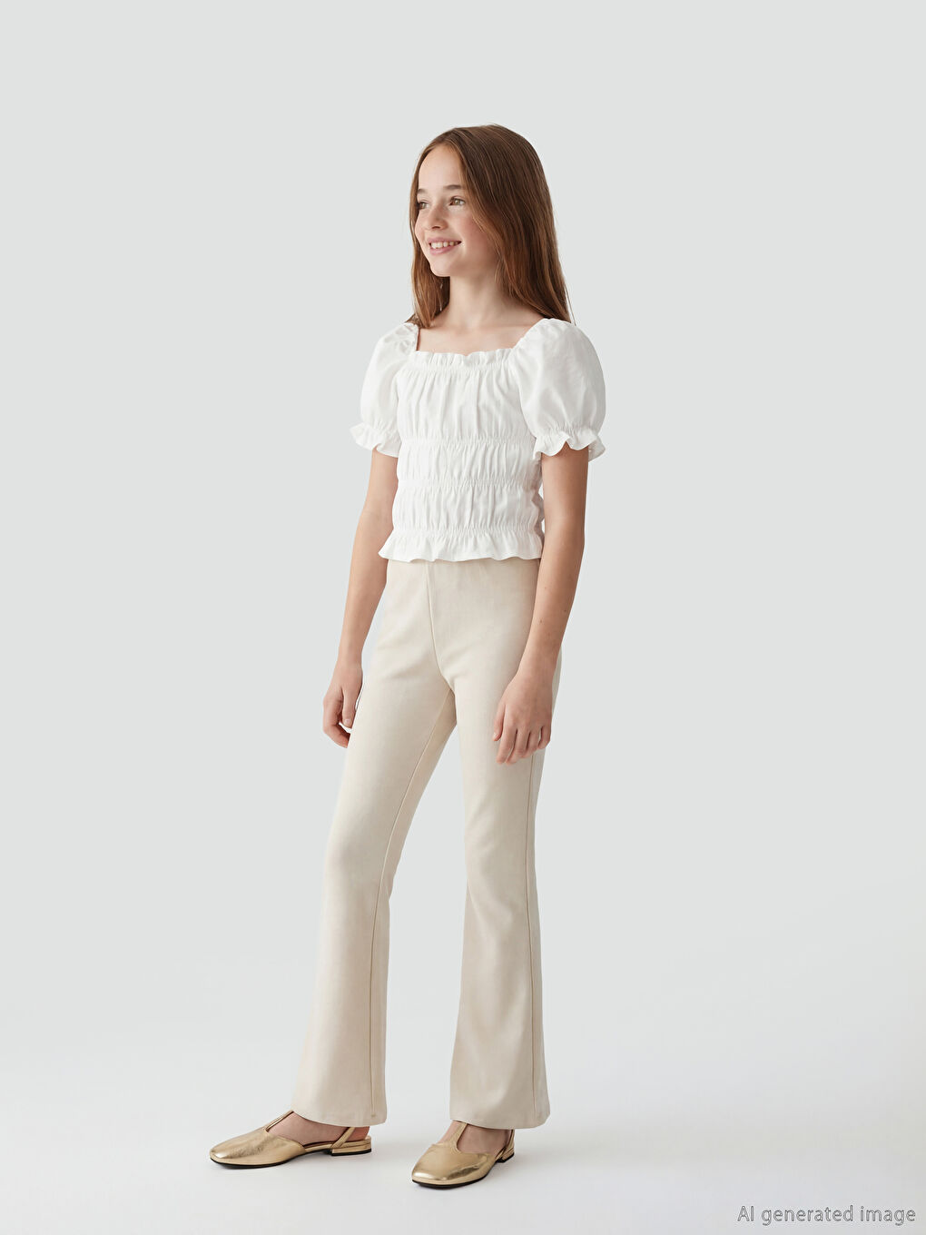 طماق طويل بخصر مرن وتصميم رجل واسع للبنات