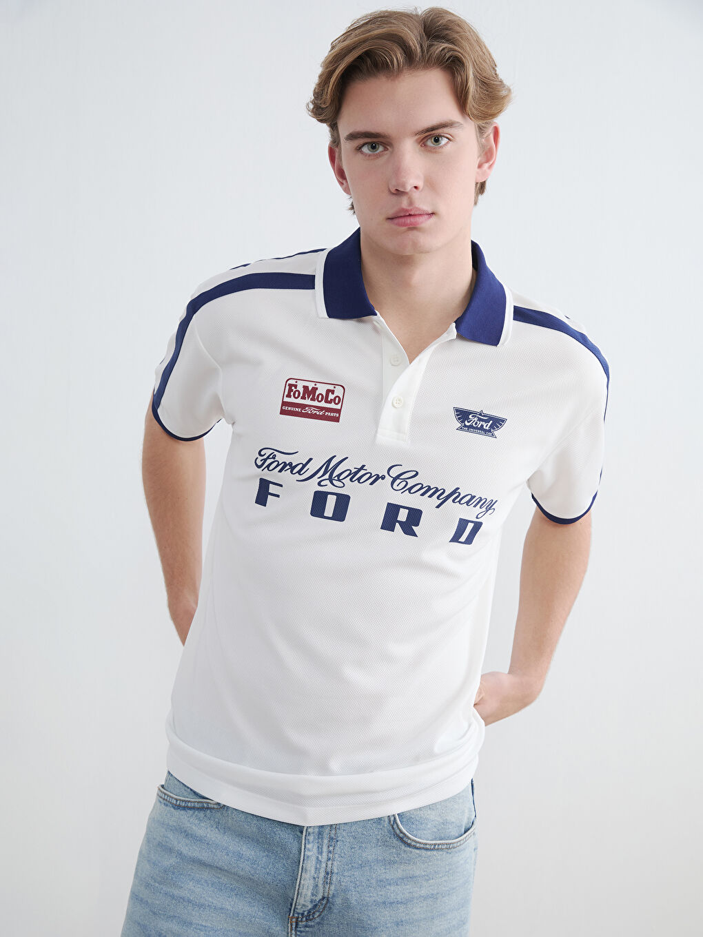 Polo Collar Ford Printed Oversize Men's T-Shirt