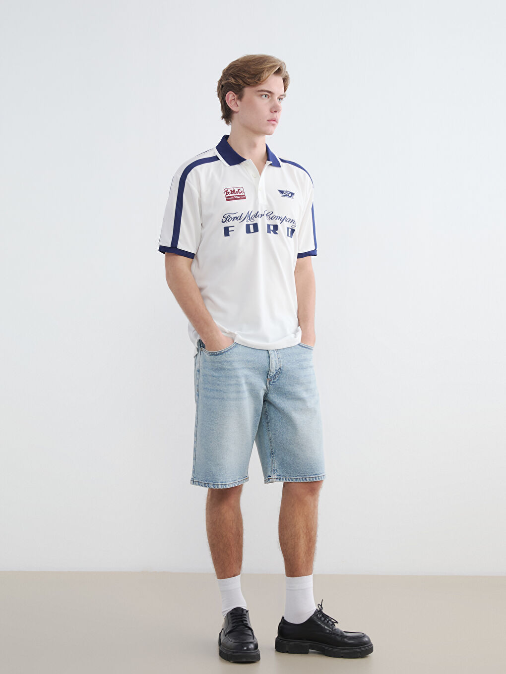 Polo Collar Ford Printed Oversize Men's T-Shirt-1