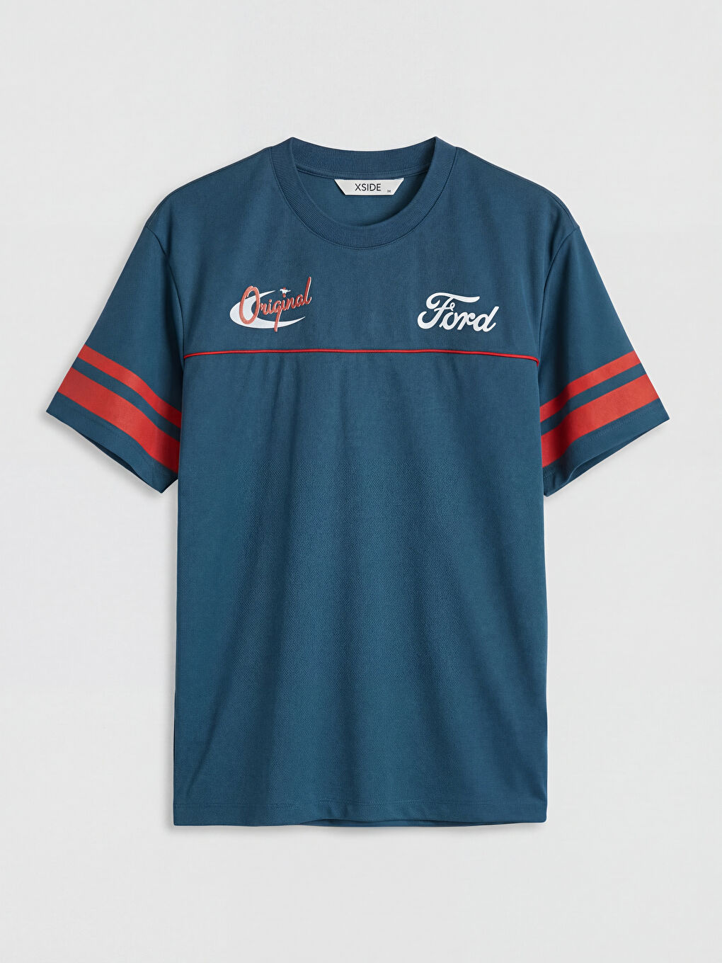 Petrol Ford Baskılı Bisiklet Yaka Erkek Tişört