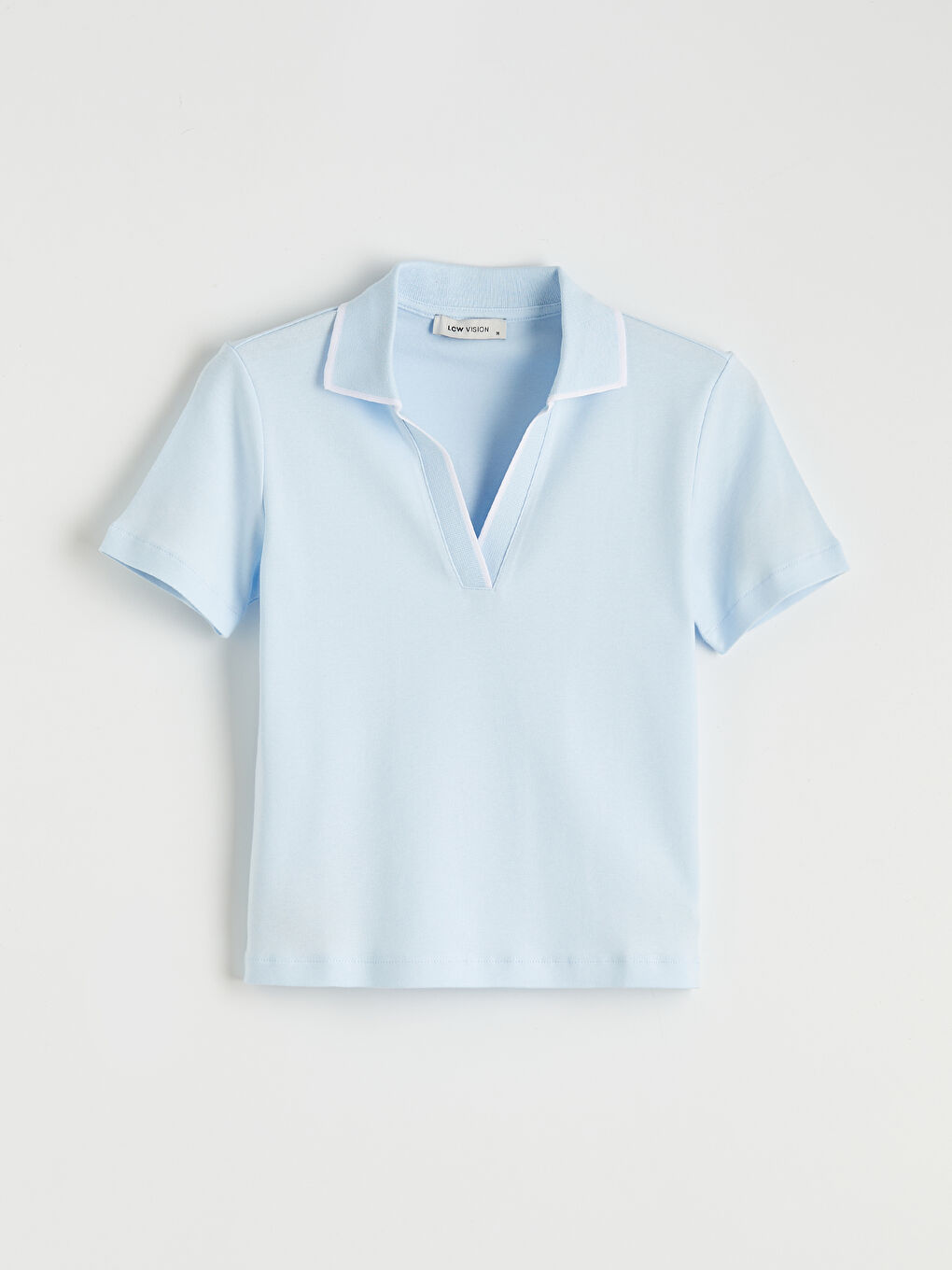 Mavi Polo Yaka Kadın Tişört-4