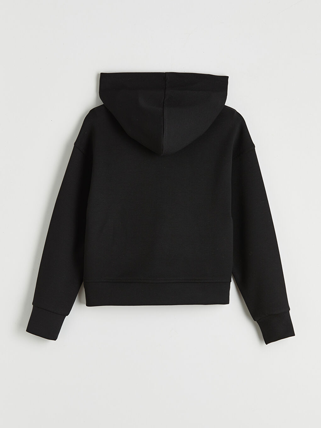Siyah Kapüşonlu Kız Çocuk Soft Touch Fermuarlı Sweatshirt-1