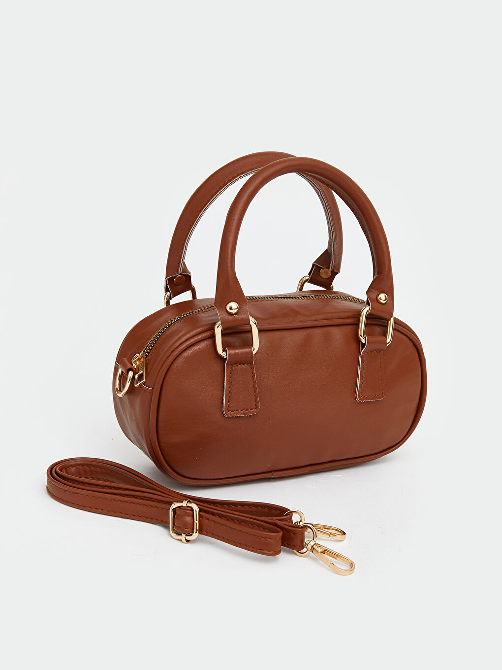 Kahverengi Deri Görünümlü Kadın Kol Çantası-1