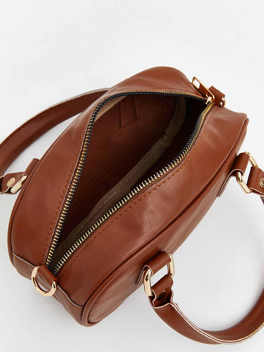 Kahverengi Deri Görünümlü Kadın Kol Çantası-2