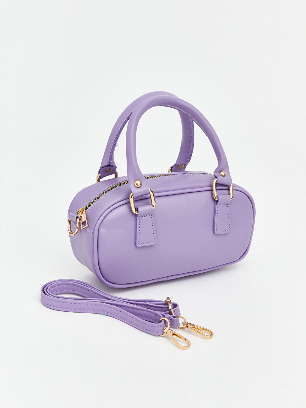 Lila Deri Görünümlü Kadın Kol Çantası-3