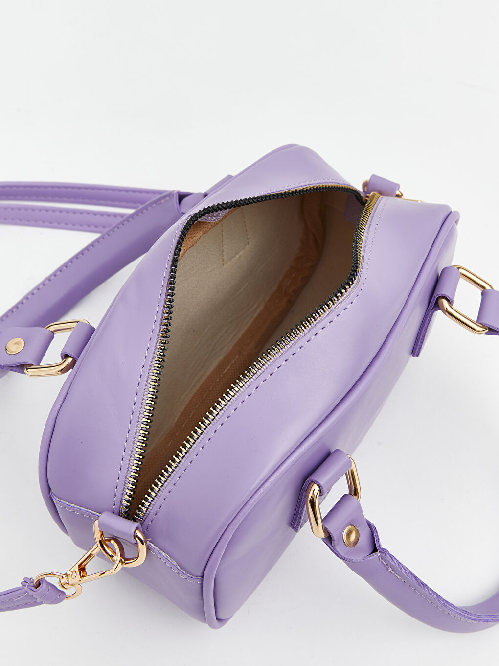 Lila Deri Görünümlü Kadın Kol Çantası-4