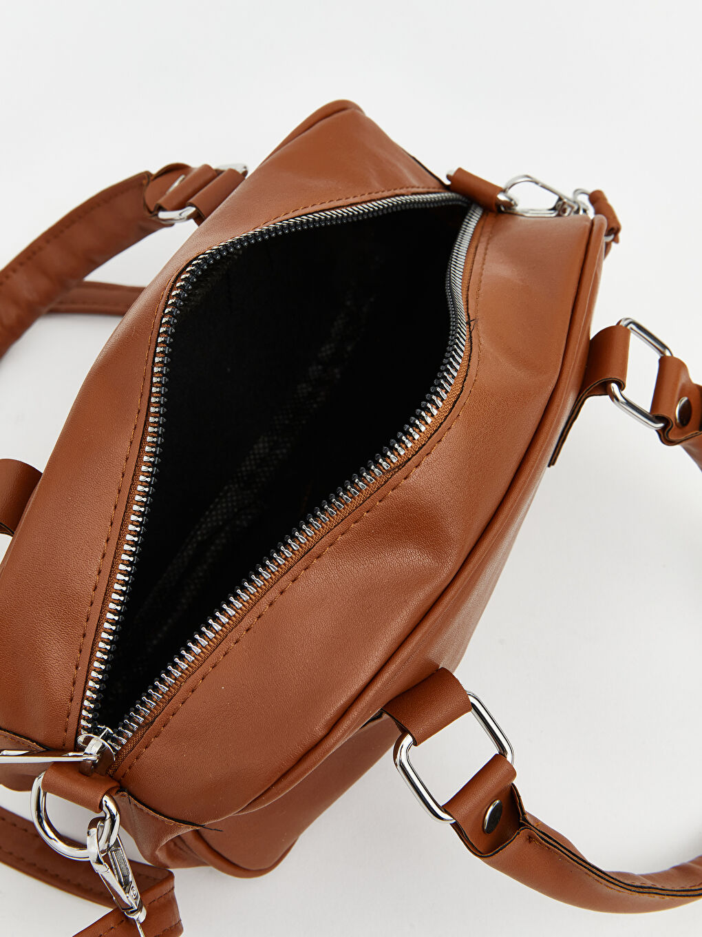 Kahverengi Deri Görünümlü Kadın Kol Çantası-1