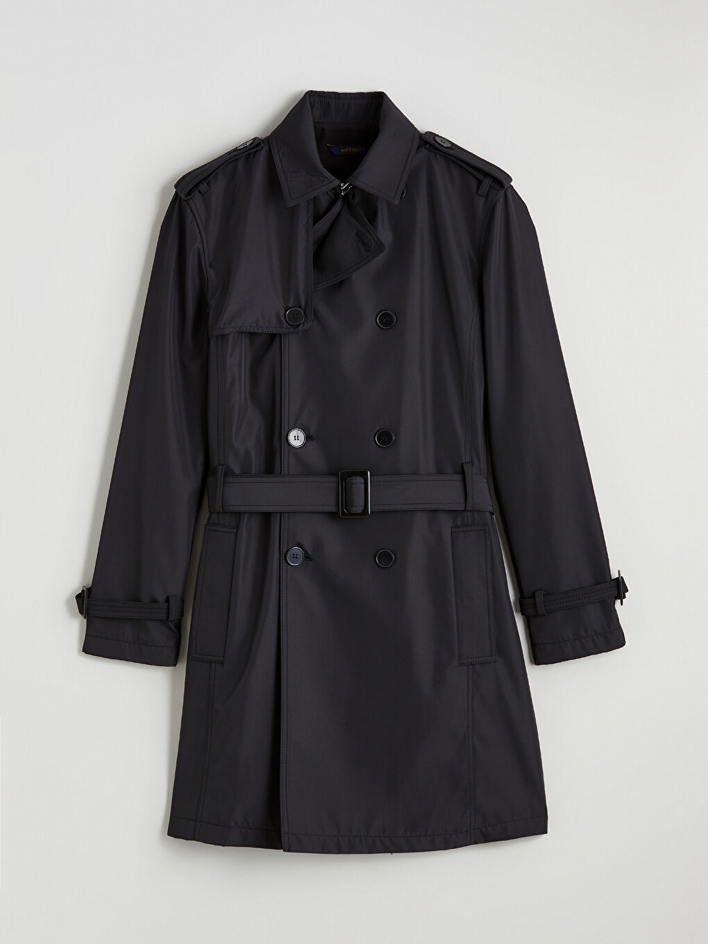 Siyah Standart Kalıp Ceket Yaka Gabardin Erkek Trençkot-4