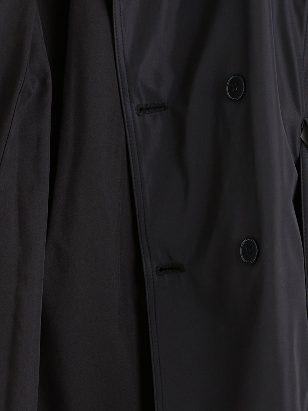 Siyah Standart Kalıp Ceket Yaka Gabardin Erkek Trençkot-5