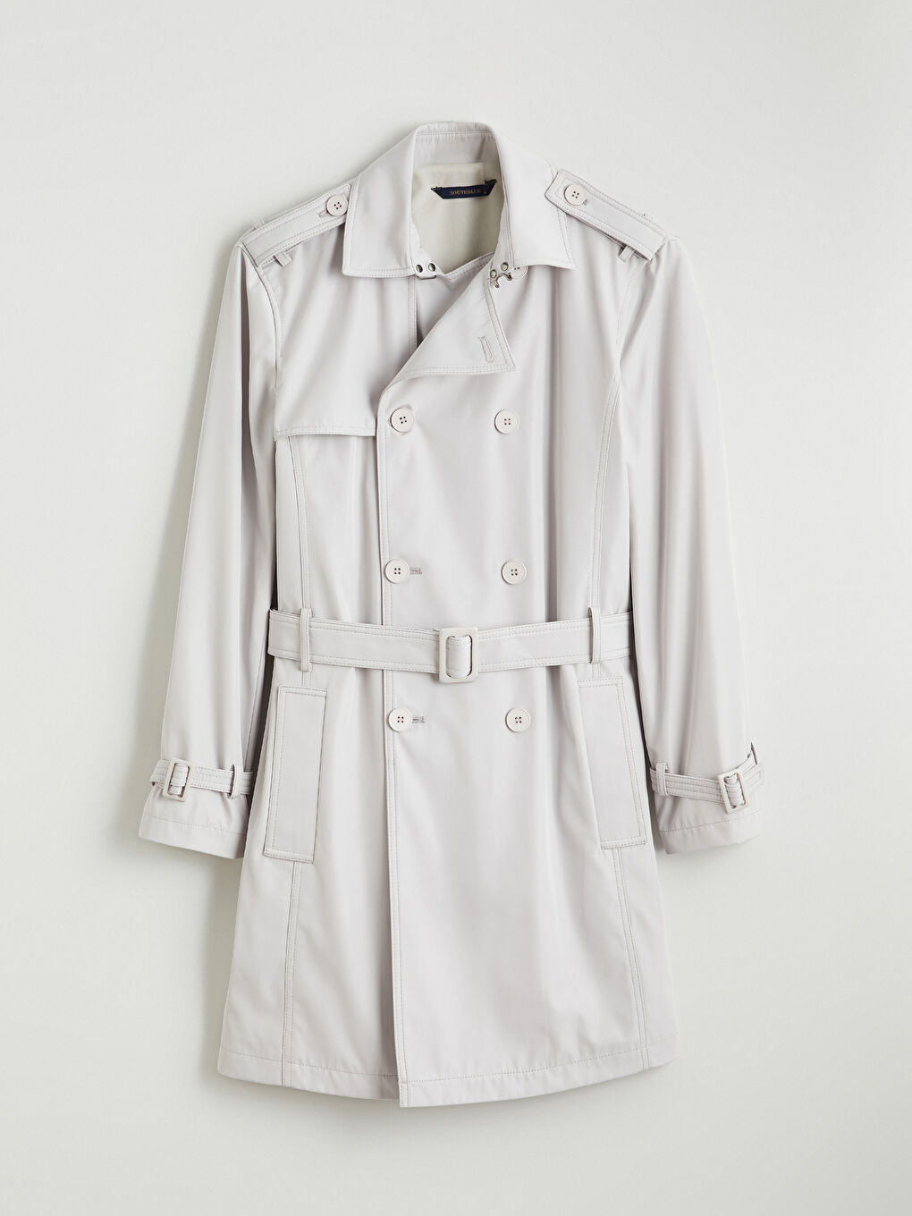 Bej Standart Kalıp Ceket Yaka Gabardin Erkek Trençkot-5