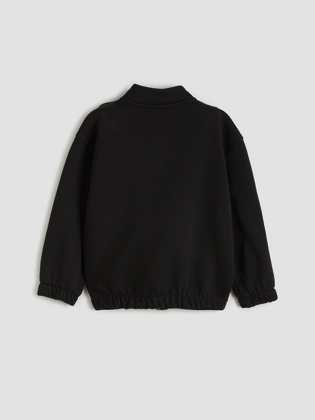 Siyah Dik Yaka Erkek Çocuk Fermuarlı Sweatshirt-1