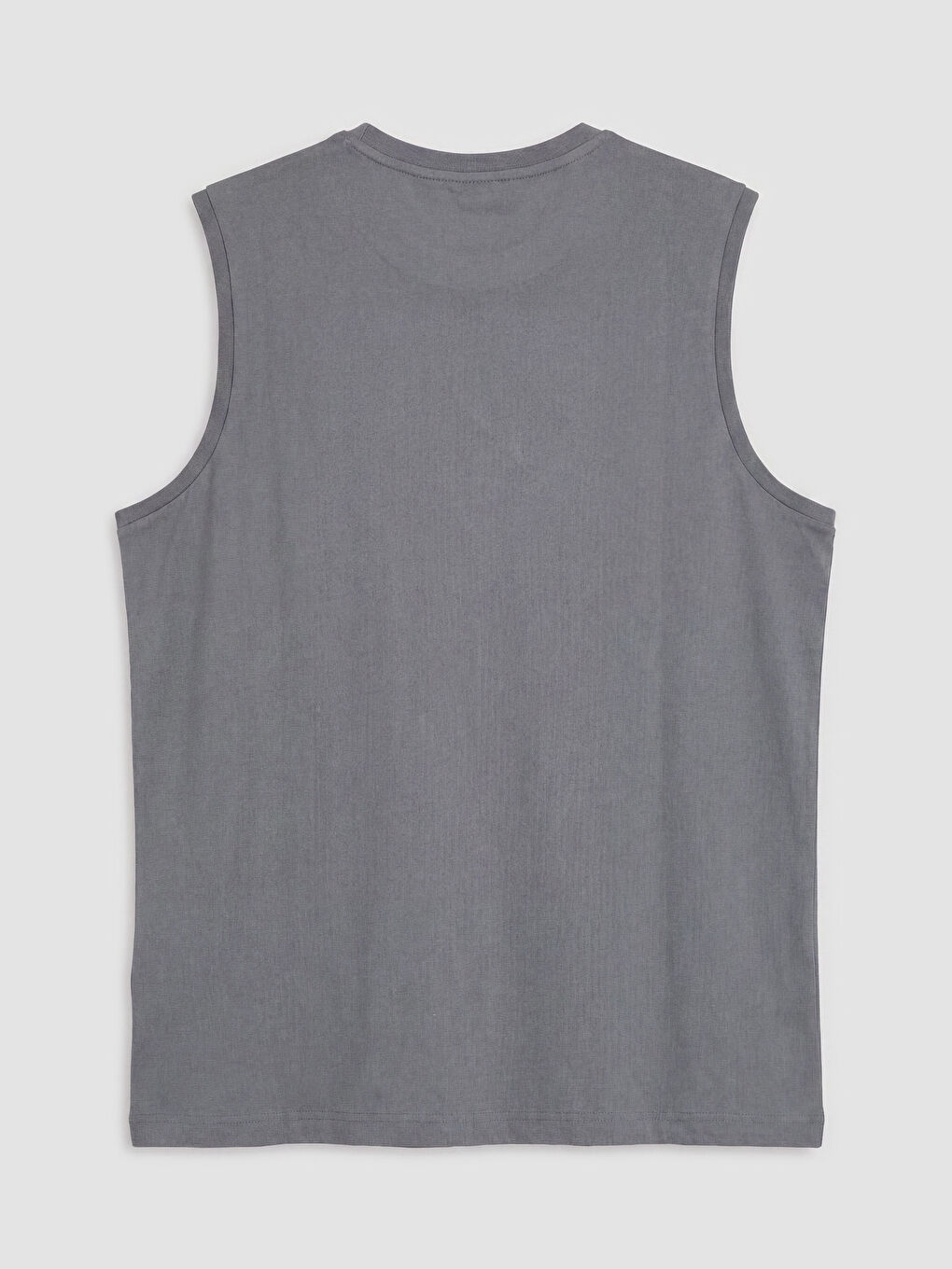 Gri Bisiklet Yaka Baskılı Penye Erkek Kolsuz Tişört-1