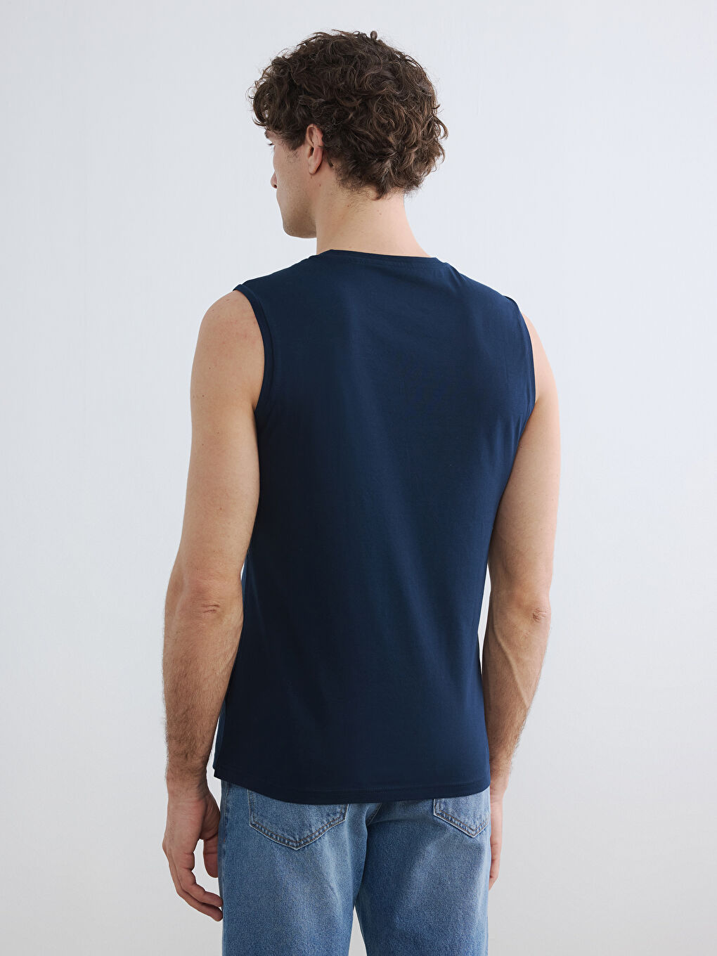 Crew Neck Printed Jersey Men's Tank Top-3