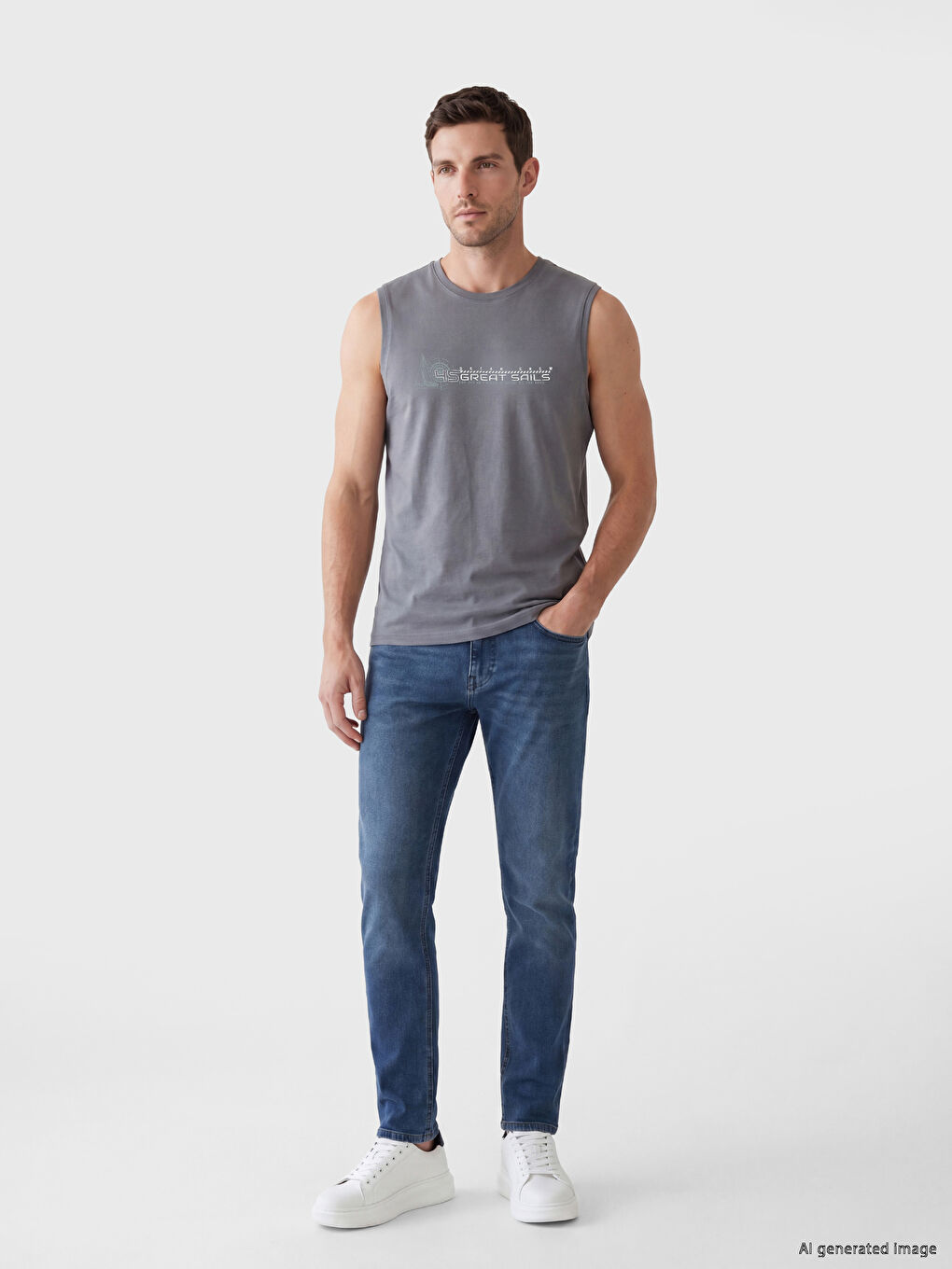 Crew Neck Printed Jersey Men's Tank Top-1