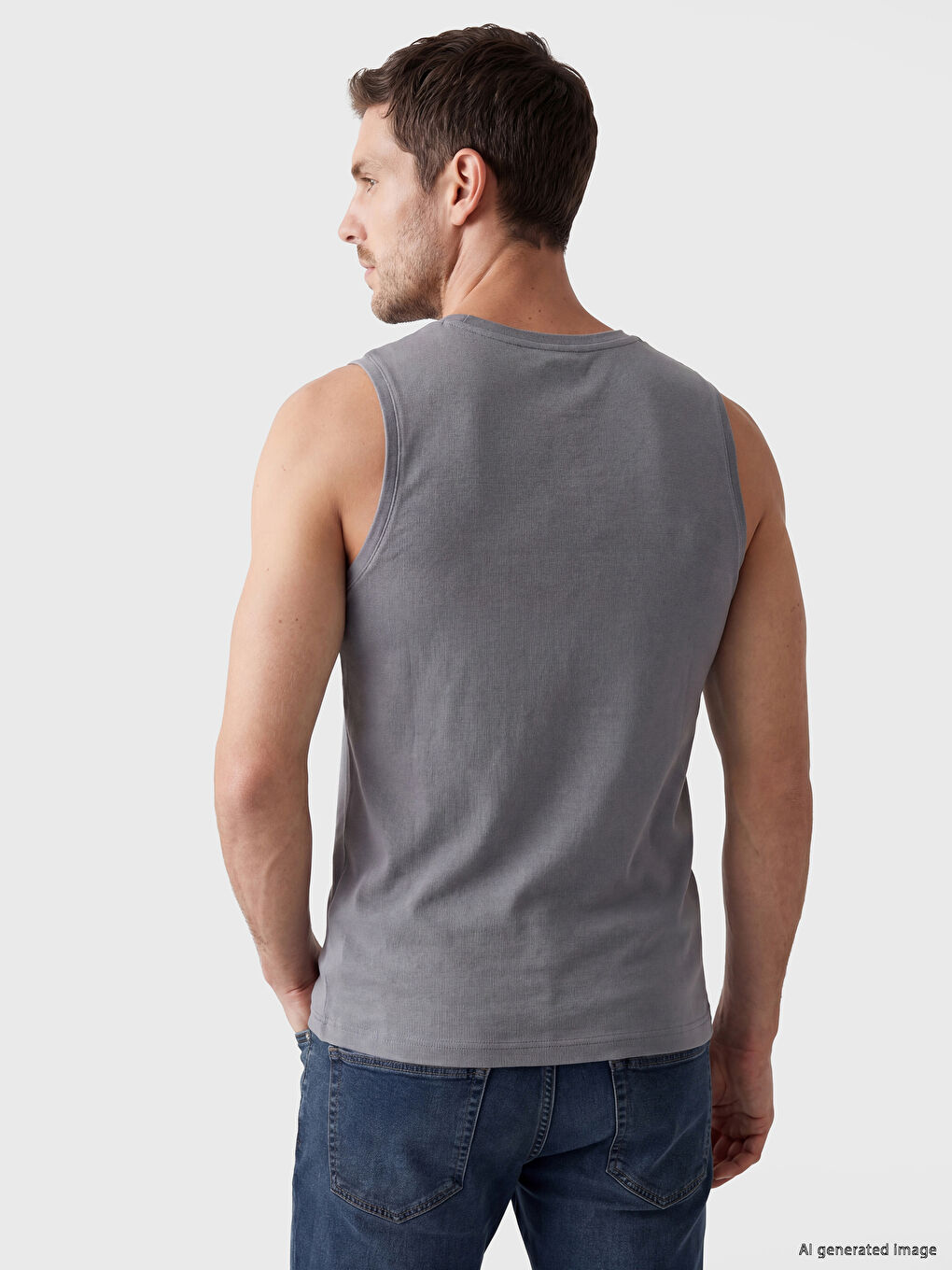 Crew Neck Printed Jersey Men's Tank Top-2