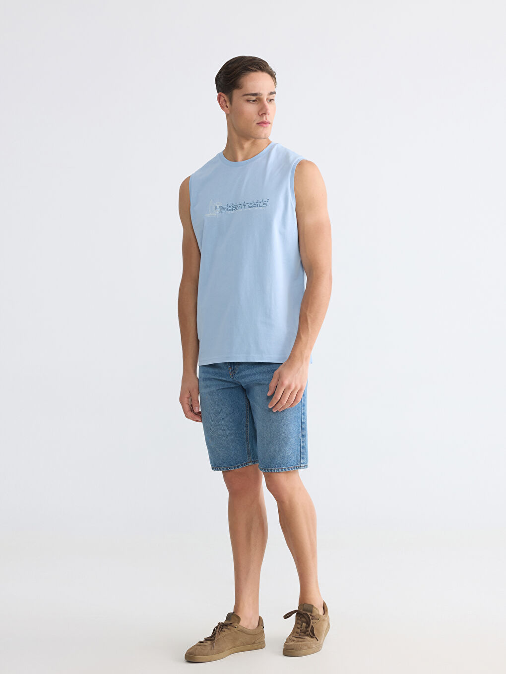 Crew Neck Printed Jersey Men's Tank Top-1