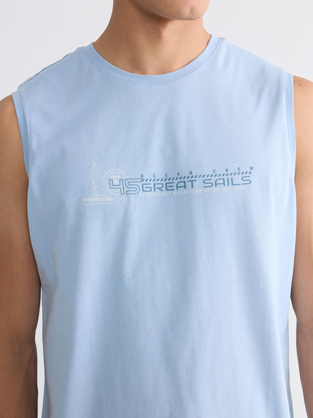 Crew Neck Printed Jersey Men's Tank Top-2