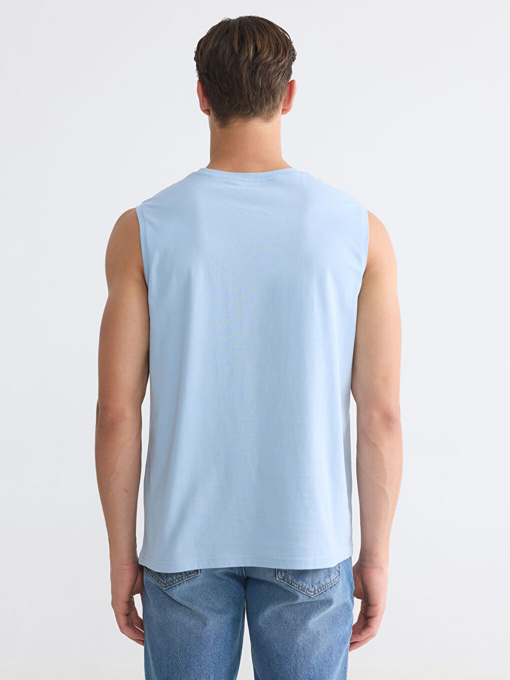 Crew Neck Printed Jersey Men's Tank Top-3
