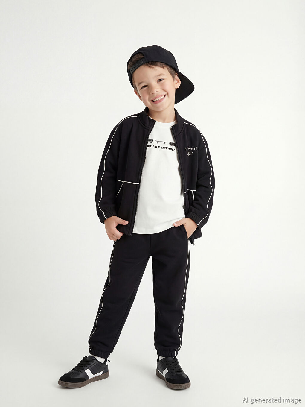 Siyah Erkek Çocuk Eşofman Takım 3'lü