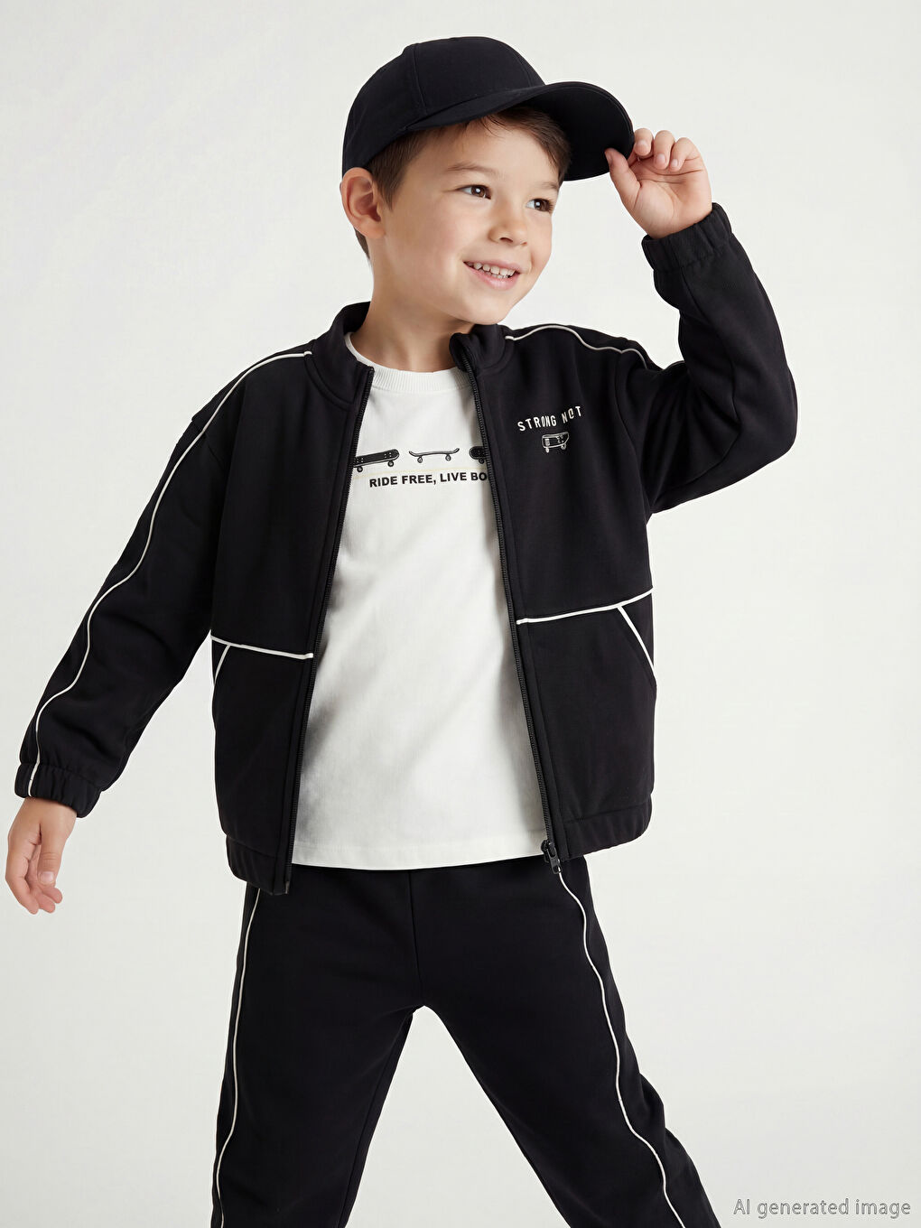 Siyah Erkek Çocuk Eşofman Takım 3'lü-1