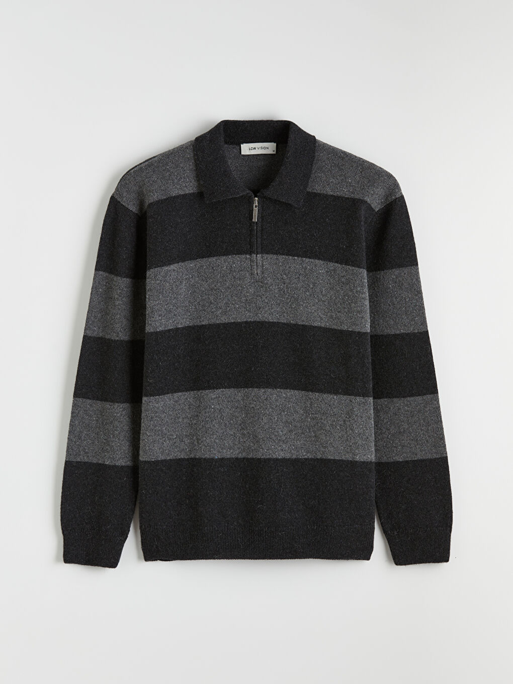 Antrasit Polo Yaka Yün Karışımlı Erkek Triko Kazak