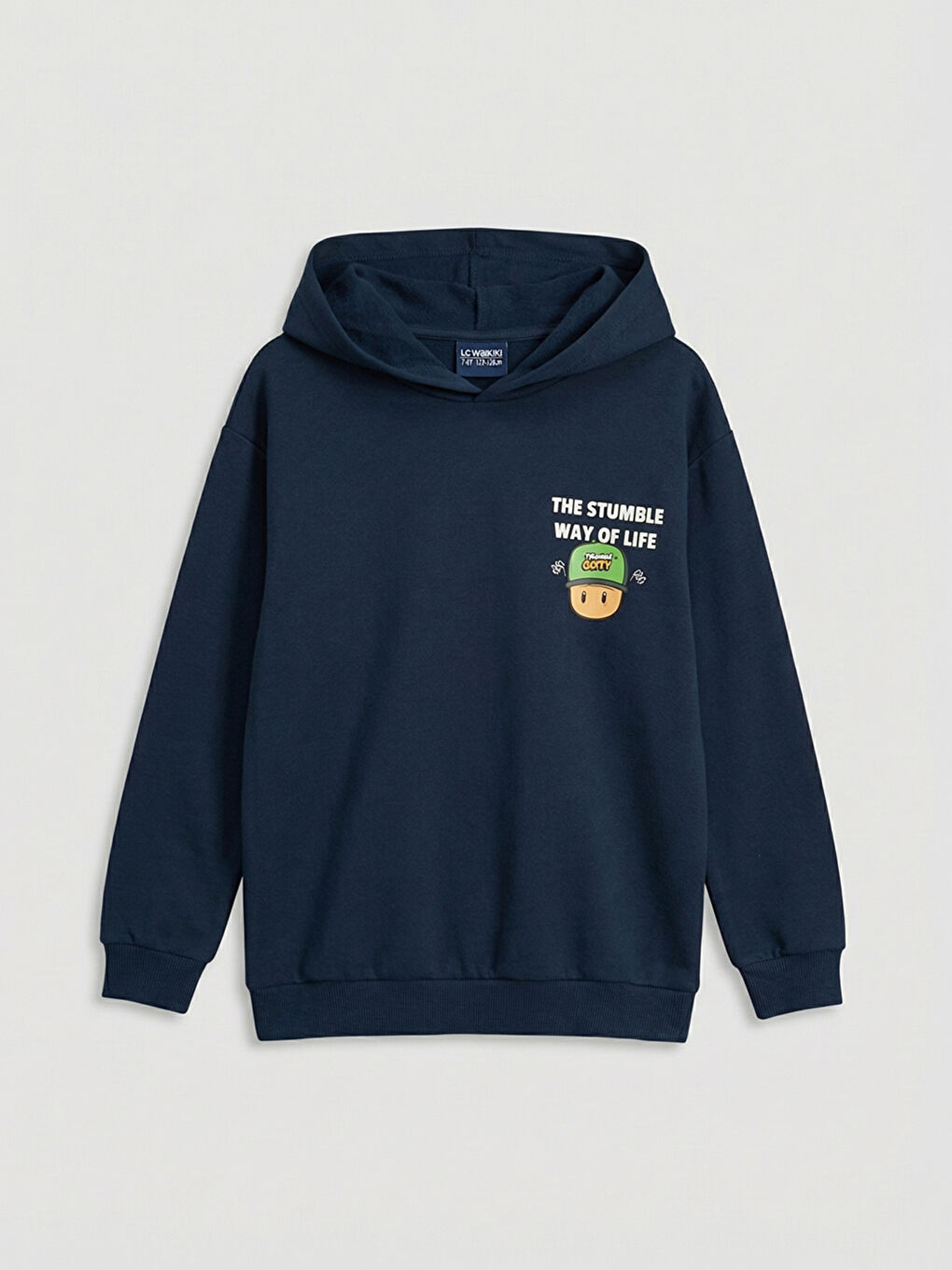 Lacivert Stumble Guys Baskılı Kapüşonlu Erkek Çocuk Sweatshirt