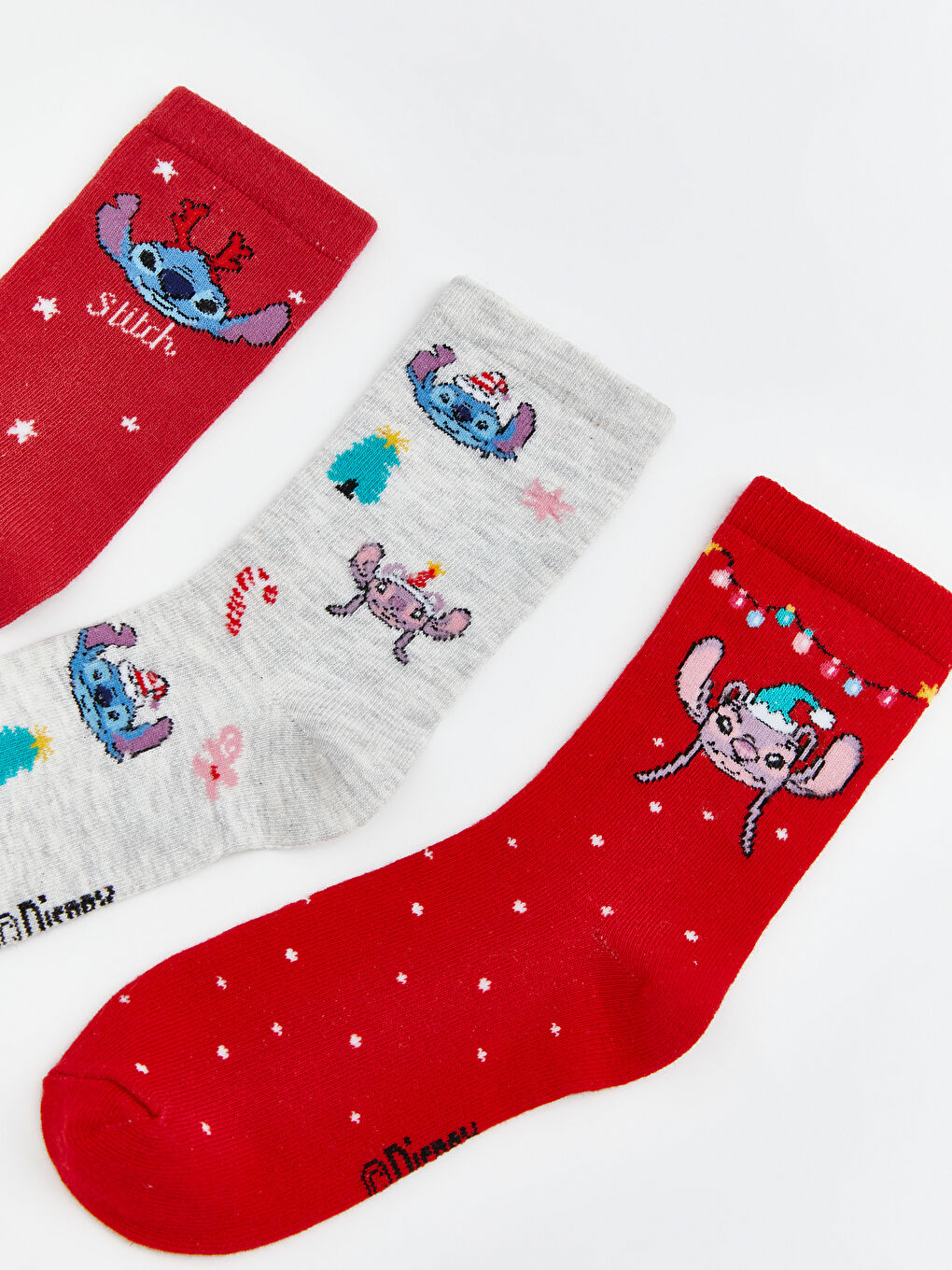 Stitch and Angel Patterned Girls' Ankle Socks 3-pack-1