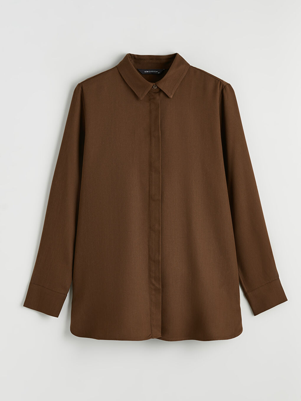 Kahverengi Gabardin Kadın Gömlek Tunik-4