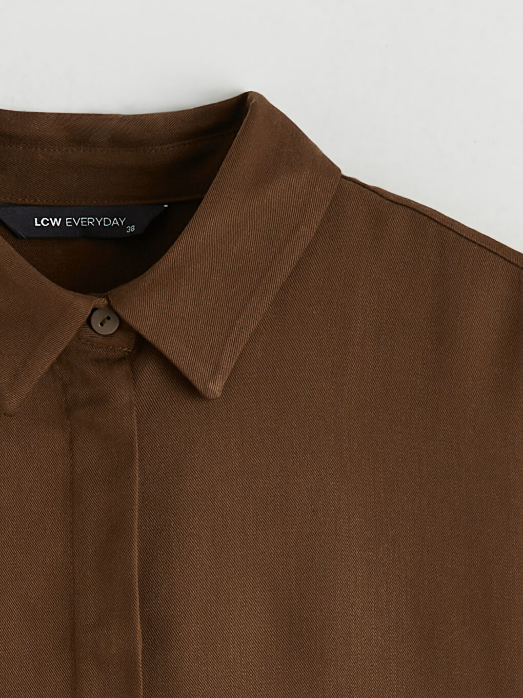 Kahverengi Gabardin Kadın Gömlek Tunik-5