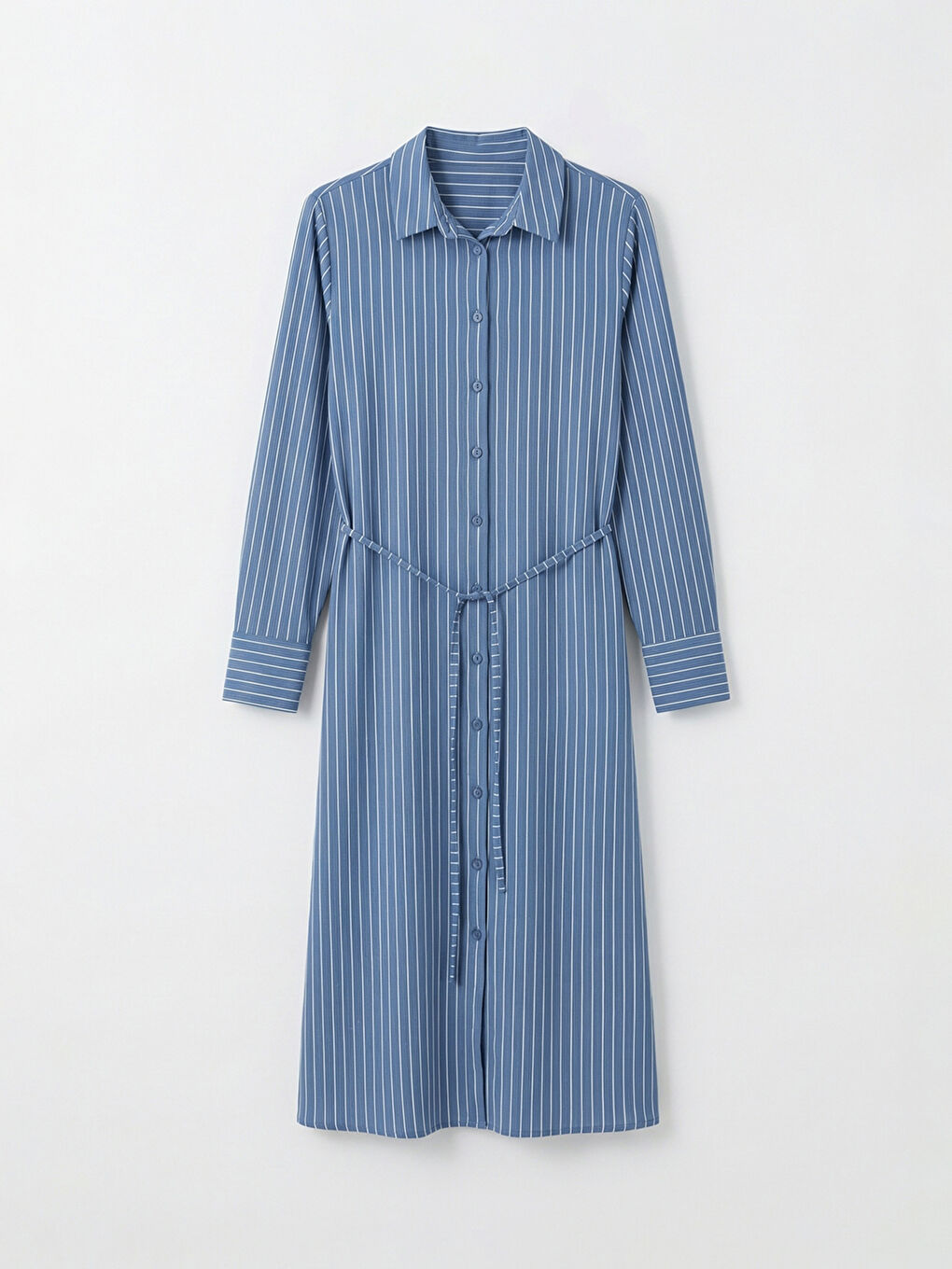 Striped Poplin Shirt Dress with Belt-4