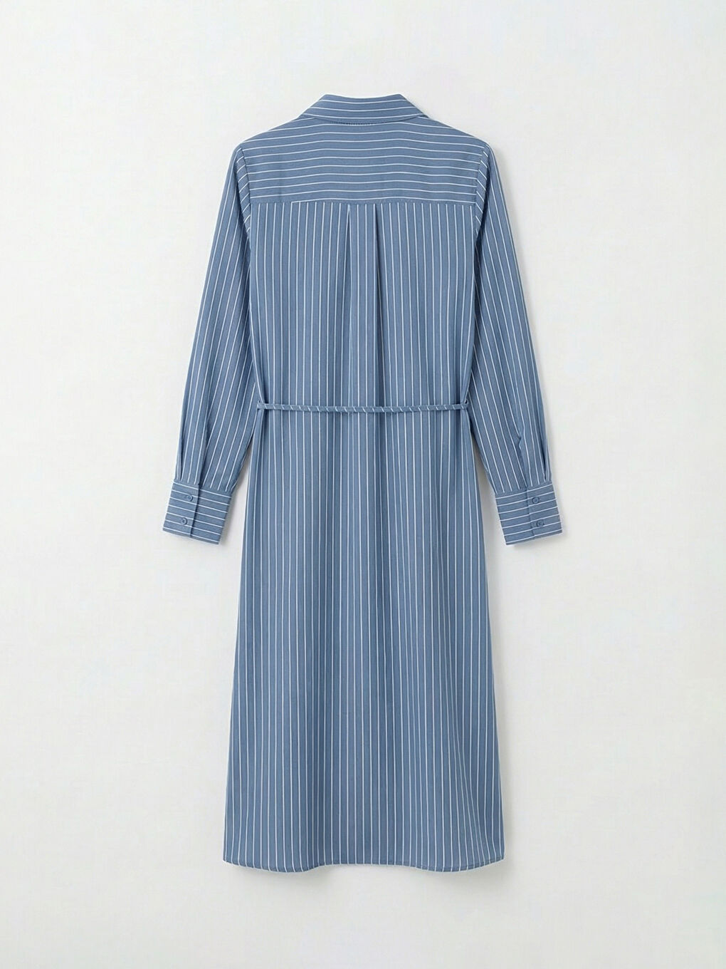 Striped Poplin Shirt Dress with Belt-5