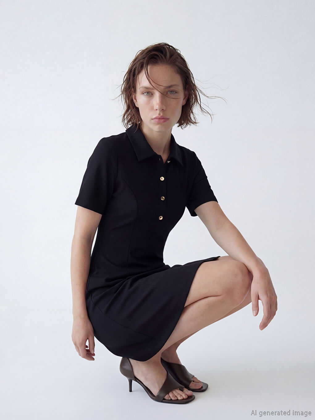 Shirt Collar Fit and Flare Dress-0