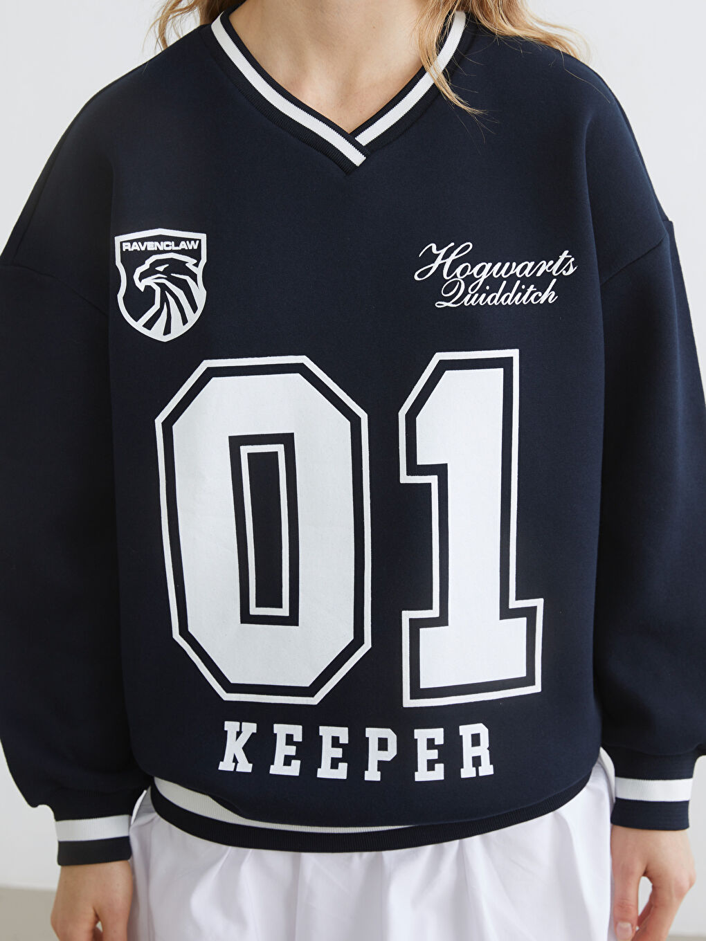 Lacivert Harry Potter Baskılı Kadın Kalın Sweatshirt-2