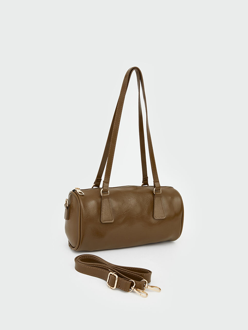 Yeşil Deri Görünümlü Kadın Bowling Omuz Çantası-1