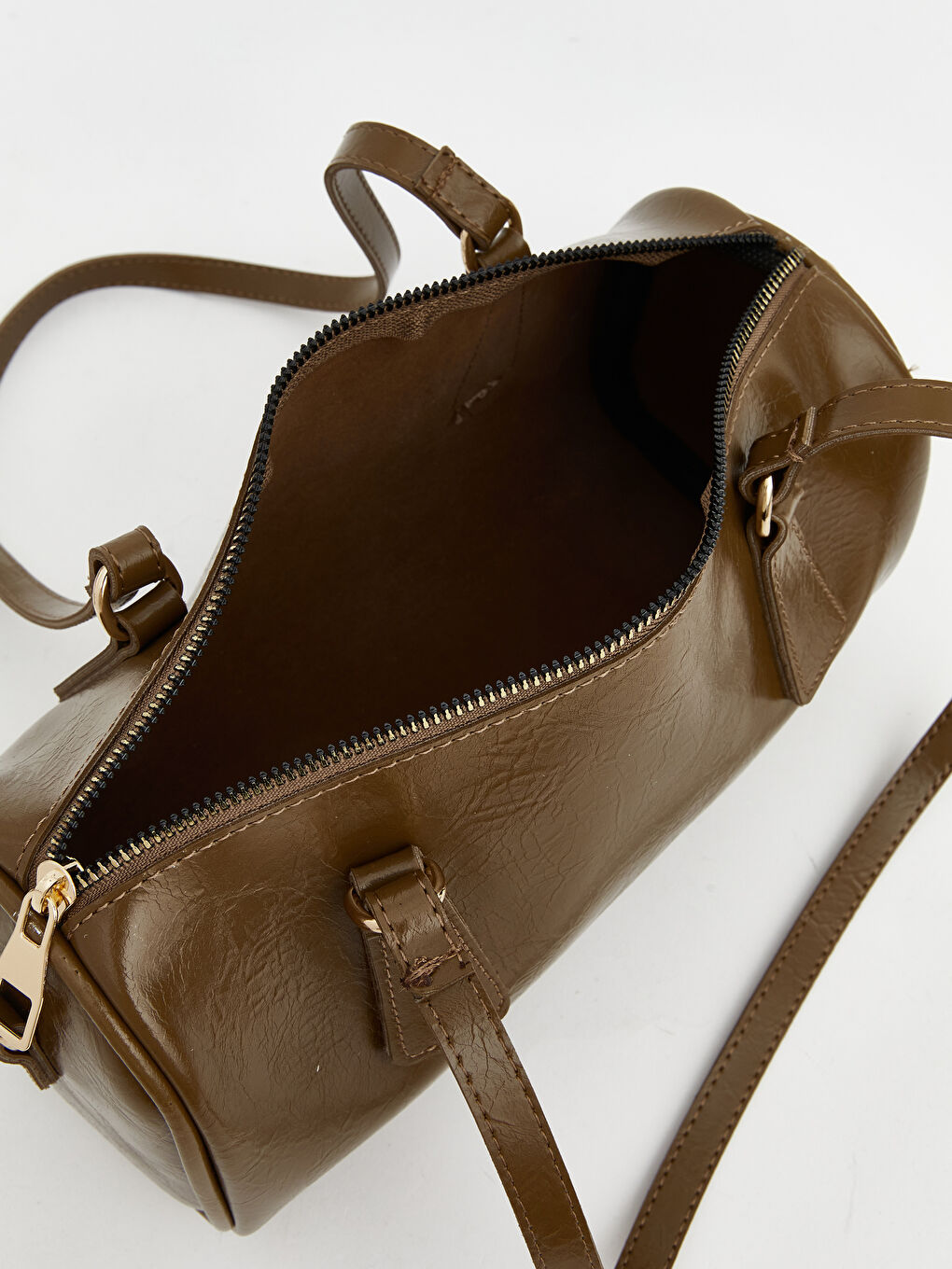 Yeşil Deri Görünümlü Kadın Bowling Omuz Çantası-2