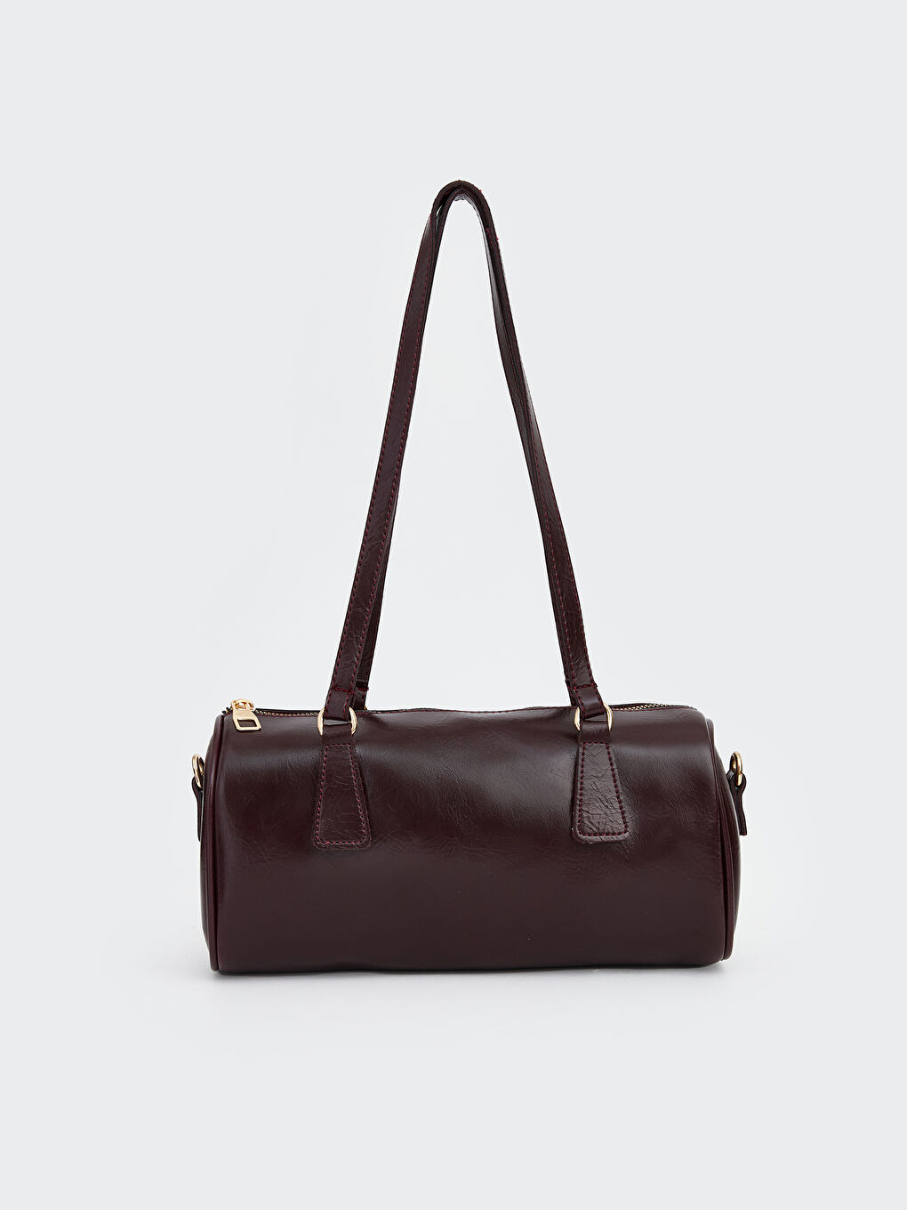 Bordo Deri Görünümlü Kadın Bowling Omuz Çantası