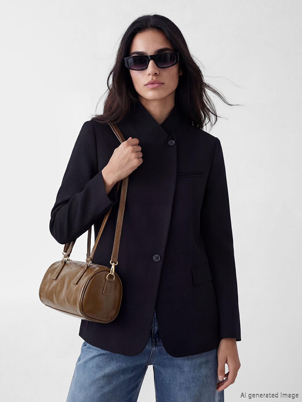 Yeşil Deri Görünümlü Kadın Bowling Omuz Çantası