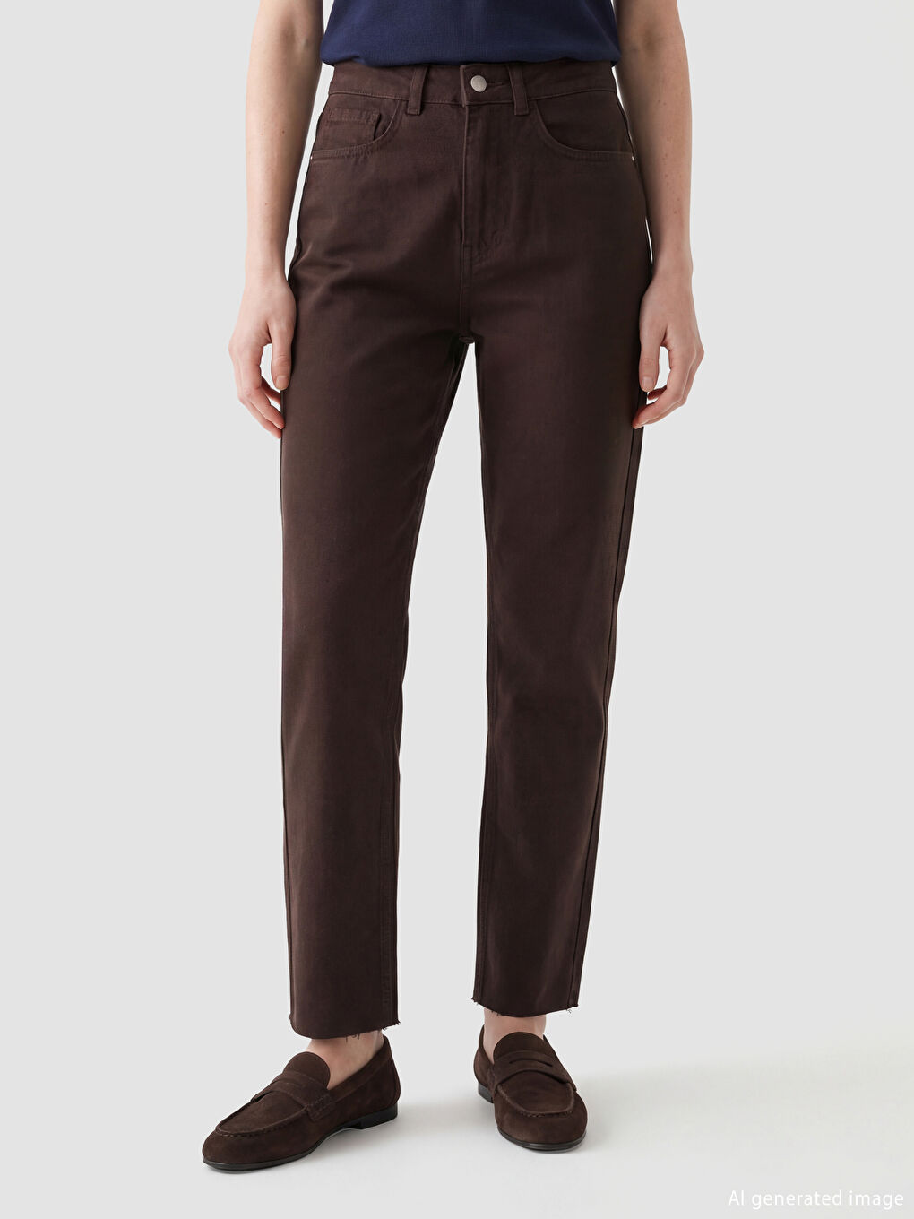 Kahverengi Flare Kadın Jean Pantolon-2