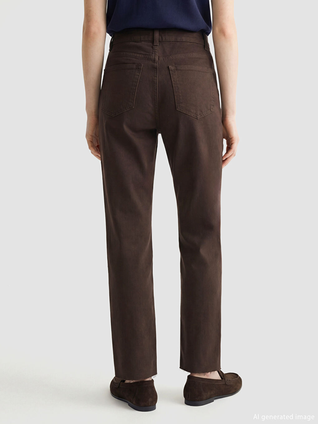 Kahverengi Flare Kadın Jean Pantolon-4