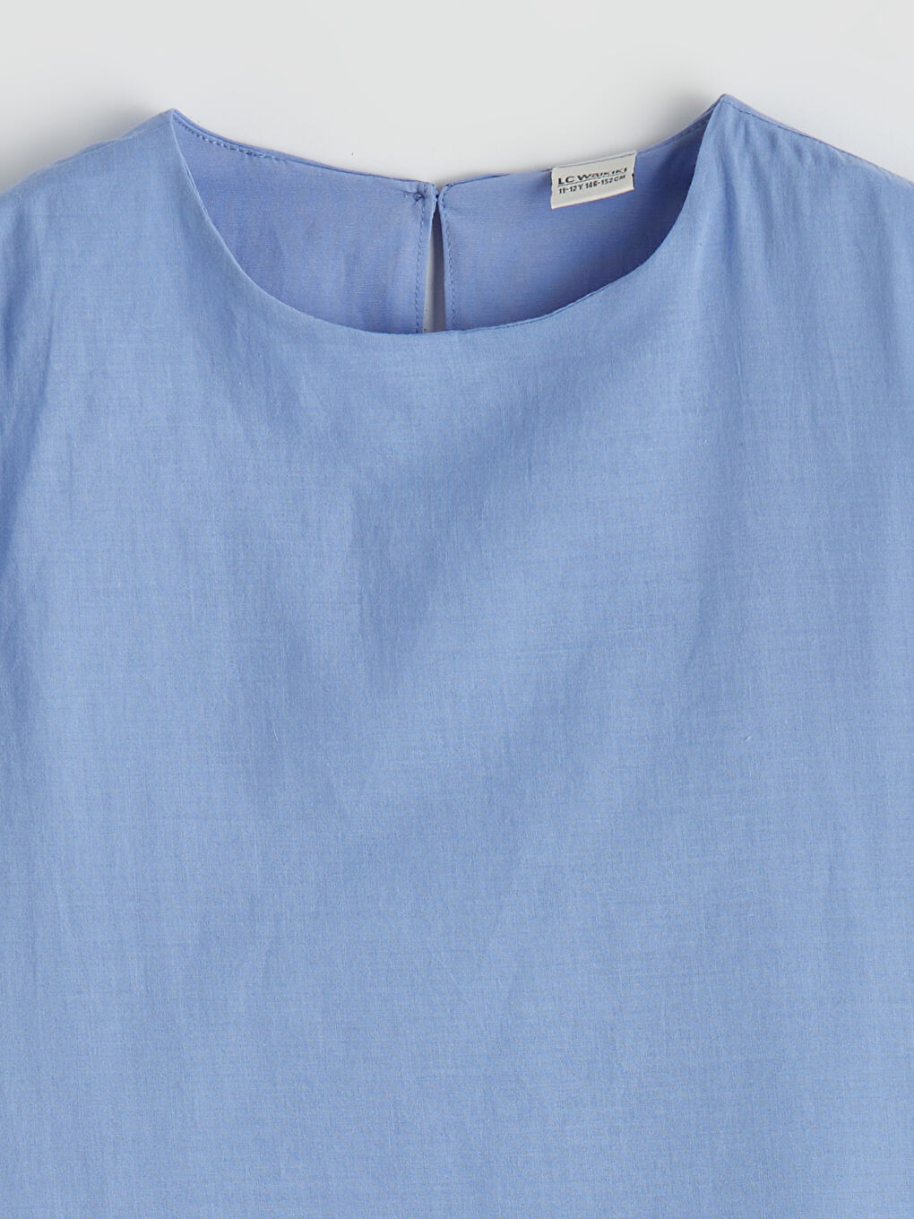 Mavi Bisiklet Yaka Fisto Detaylı Kız Çocuk Poplin Elbise-1